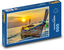 Boot bei Sonnenuntergang auf See Puzzle 500 Teile - 46 x 30 cm