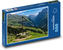 Alpejski punkt widokowy z krzyżem Puzzle 500 elementów - 46x30 cm
