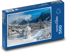 Zasnežené horské mesto Puzzle 500 dielikov - 46 x 30 cm 