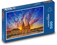 Západ slunce nad kostelem Puzzle 500 dílků - 46 x 30 cm