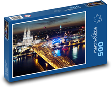 Kolín nad Rýnom v noci, Nemecko Puzzle 500 dielikov - 46 x 30 cm