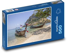 Loď na pláži v Thajsku Puzzle 500 dielikov - 46 x 30 cm 