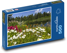 Blooming flowers by the lake Puzzle of 500 pieces - 46 x 30 cm 
