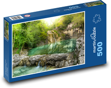 Starý mlýn u vodopádu Puzzle 500 dílků - 46 x 30 cm