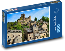 Mittelalterliche Burg, Dorf Puzzle 500 Teile - 46 x 30 cm