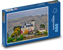 Jesenný hrad pri jazere Puzzle 500 dielikov - 46 x 30 cm 