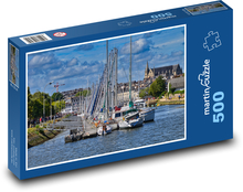Plachetnice na nábřeží Puzzle 500 dílků - 46 x 30 cm
