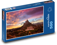 Západ slunce nad kamenným hradem Puzzle 500 - 46x30 cm