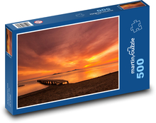 Feuriger Sonnenuntergang über dem Meer Puzzle 500 Teile - 46 x 30 cm