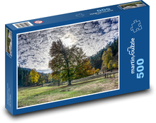 Herbstlandschaft mit einsamen Bäumen Puzzle 500 Teile - 46 x 30 cm