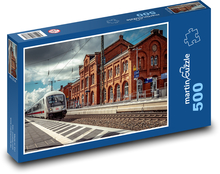 Príchod vlaku na historickú stanicu Puzzle 500 dielikov - 46 x 30 cm 