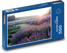 Pole lawendy o zachodzie słońca Puzzle 500 elementów - 46x30 cm