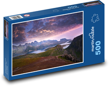 Sunset Mountain Landscape, Norwegia Puzzle 500 elementów - 46x30 cm