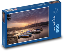 Západ slunce, přístav, lodě Puzzle 500 - 46x30 cm