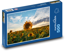 Sonnenblumen bei Sonnenuntergang Puzzle 500 Teile - 46 x 30 cm