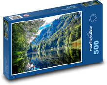 Hory, jezero, příroda Puzzle 500 dílků - 46 x 30 cm