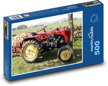 Retro red tractor in the countryside Puzzle of 500 pieces - 46 x 30 cm 