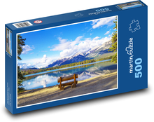 Bergsee mit Bank Puzzle 500 Teile - 46 x 30 cm