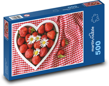 Erdbeeren, Herz Puzzle 500 Teile - 46 x 30 cm