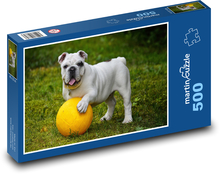 Pes, buldog s míčem Puzzle 500 dílků - 46 x 30 cm