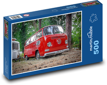 Červený retro autobus Puzzle 500 dílků - 46 x 30 cm