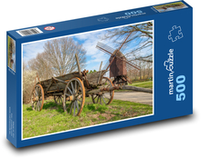 Holzwagen und Windmühle Puzzle 500 Teile - 46 x 30 cm