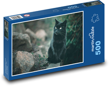 Kot - domowy, czarny Puzzle 500 elementów - 46x30 cm