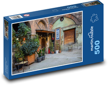 Nádvorie - rastliny, budova Puzzle 500 dielikov - 46 x 30 cm 