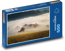 Bäume - Nebel, Wiese, Wald Puzzle 500 Teile - 46 x 30 cm