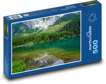Smaragdové jezero v horách Puzzle 500 dílků - 46 x 30 cm