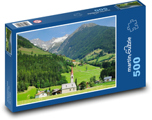 Górski kościół wiejski Puzzle 500 elementów - 46x30 cm