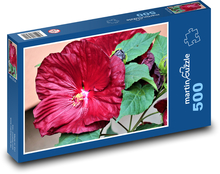 Hibiskus - czerwony, ogrodowy Puzzle 500 elementów - 46x30 cm
