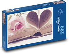 růže, srdce Puzzle 500 dielikov - 46 x 30 cm 