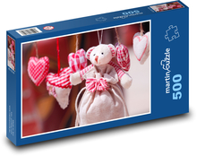 Serce - pluszowy miś Puzzle 500 elementów - 46x30 cm