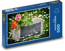 Kolorowe róże w skrzynce Puzzle 500 elementów - 46x30 cm