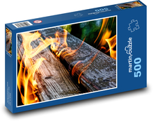 Oheň - plameny, dřevo Puzzle 500 dílků - 46 x 30 cm
