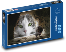 Katze - Maus, Jagd Puzzle 500 Teile - 46 x 30 cm