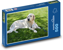 Golden Retriever und Kaninchen im Garten Puzzle 500 Teile - 46 x 30 cm
