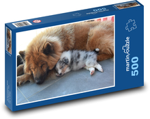 Pies i szczeniak Puzzle 500 elementów - 46x30 cm