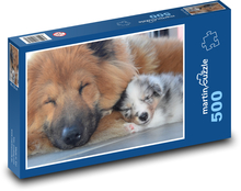 Schlafende Hunde - Hündin und Welpe Puzzle 500 Teile - 46 x 30 cm