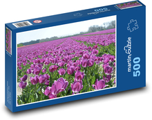 Fialové tulipány - květiny Puzzle 500 dílků - 46 x 30 cm