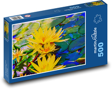 Lekno - žltý kvet, rybník Puzzle 500 dielikov - 46 x 30 cm 