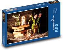 Tulipány - kytica, snežienky Puzzle 500 dielikov - 46 x 30 cm 