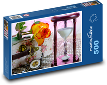 Přesýpací hodiny - čas, růže Puzzle 500 dílků - 46 x 30 cm