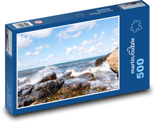 Wybrzeże - skała, morze Puzzle 500 elementów - 46x30 cm