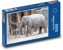 Elephant - cub, elephant Puzzle of 500 pieces - 46 x 30 cm 