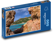Korsika - moře, pláž Puzzle 500 dílků - 46 x 30 cm