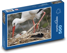 Bocian biały - ptak, zwierzę Puzzle 500 elementów - 46x30 cm