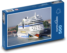 Kreuzfahrtschiff - Hafen, Liegeplatz Puzzle 500 Teile - 46 x 30 cm