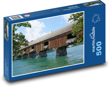 Holzbrücke - Rhein, Fluss Puzzle 500 Teile - 46 x 30 cm